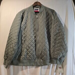 Levi's Quilted Bomber Jacket Sage Green Full Zip Puffer Style Size 3X
